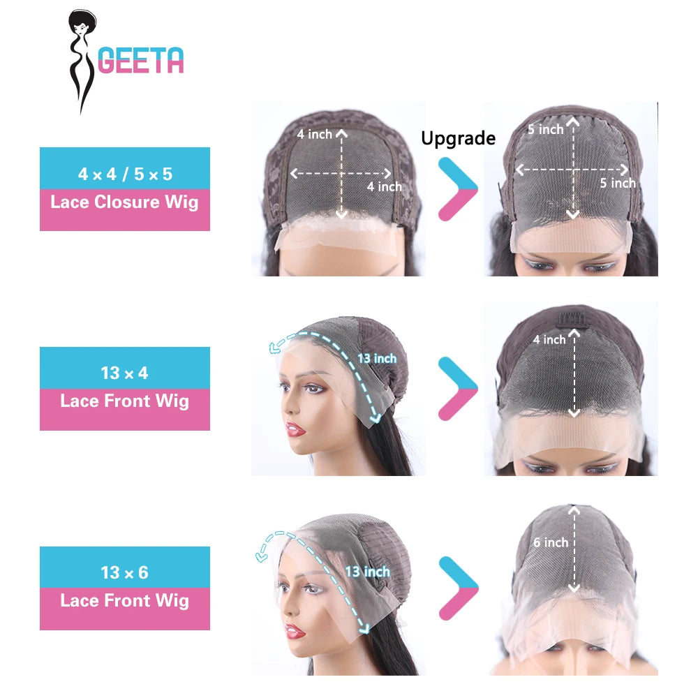 13x6 HD Lace frontal wig - 100% Human Hair - strainght - 180 /220% Density