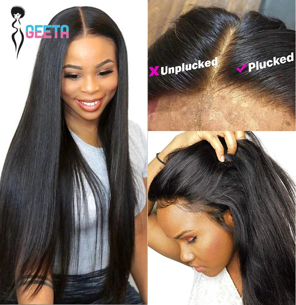 13x6 HD Lace frontal wig - 100% Human Hair - strainght - 180 /220% Density