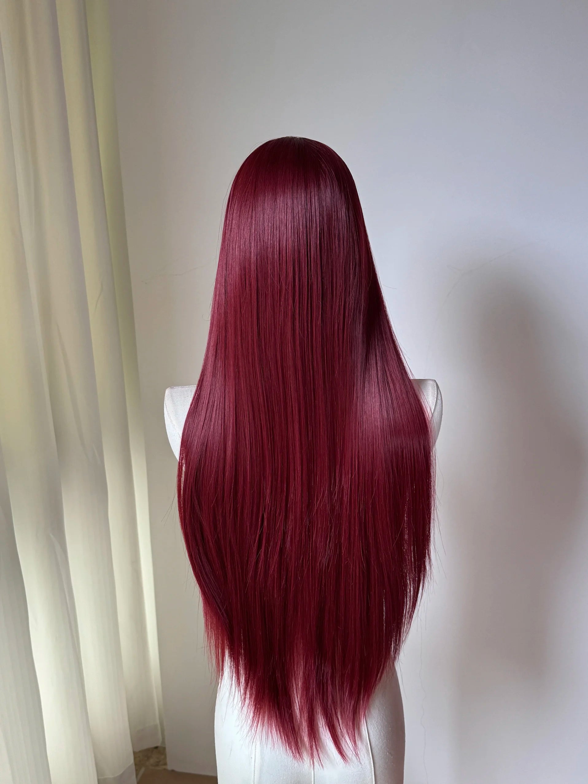 Wine Red Lace Front Wig for Women 26Inch Long Straight 13*4 Lace Wigs High Quality Synthetic Lace Wig Natural for Cosplay Peluca