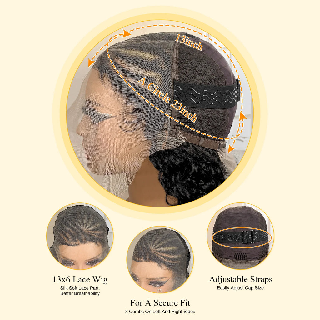 13x6 Lace Frontal Synthetic Cornrow Braiding Wig with Curly 22 Inches Handmade African Braids Hair Wigs for Black Women
