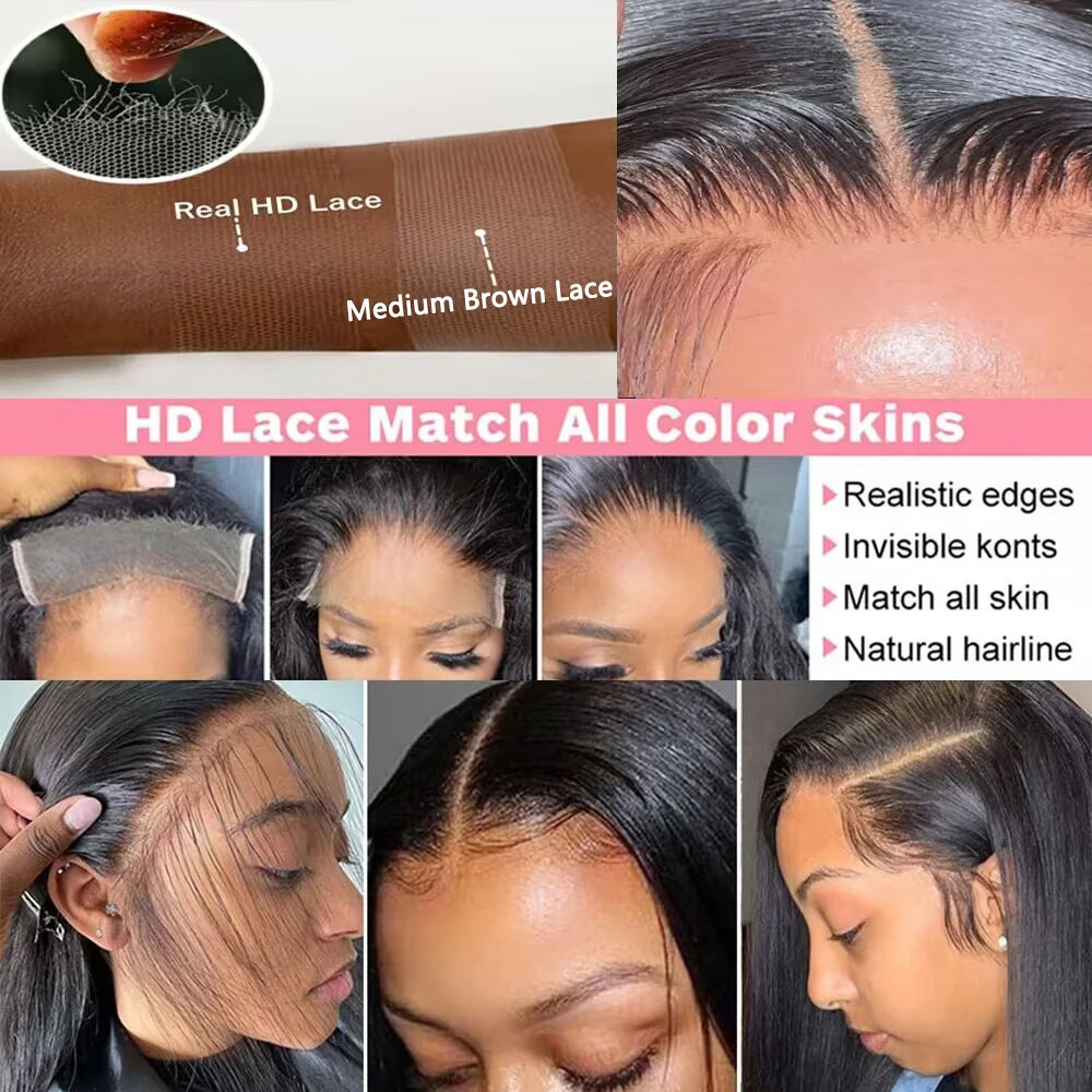 13x6 HD Lace frontal wig - 100% Human Hair - strainght - 180 /220% Density